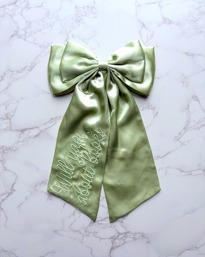 Will Yap About Books Satin Hair Bow Clip