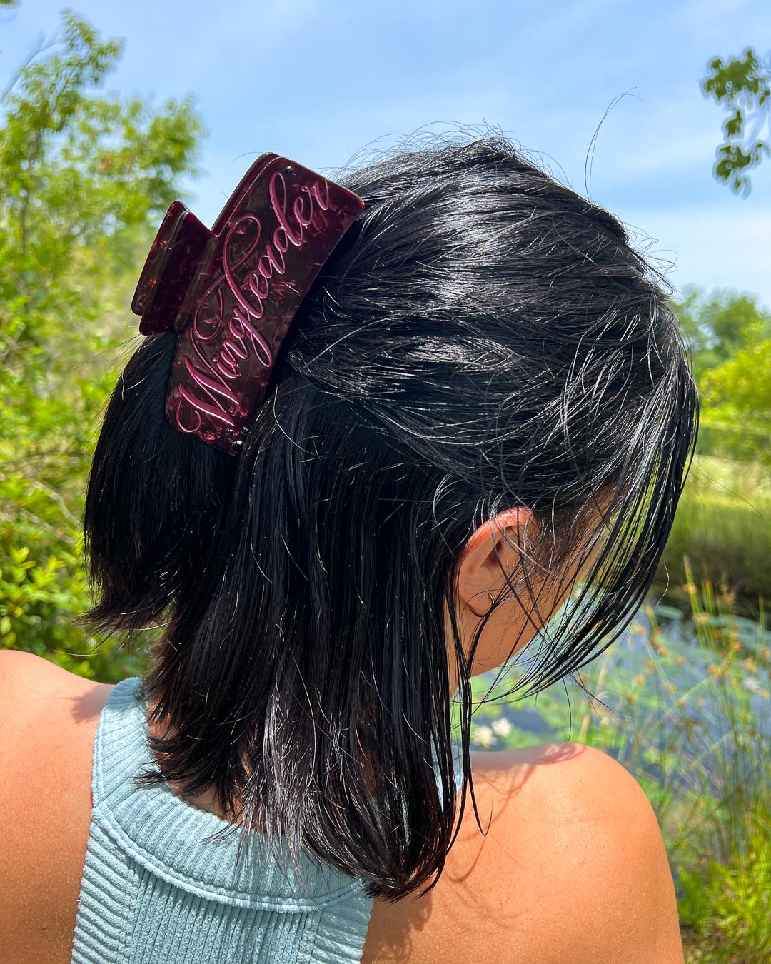 Fantasy hair accessory with maroon pearlescent details with &