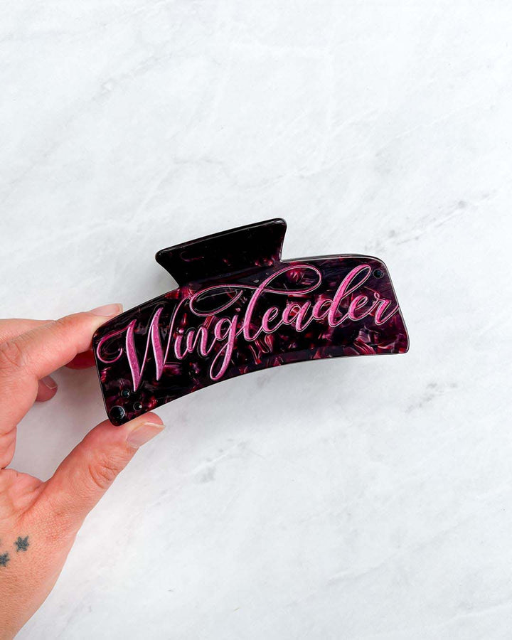 Fantasy hair clip with maroon pearlescent detailing and &