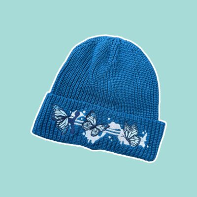 Sword & Butterflies Rib Knit Beanie