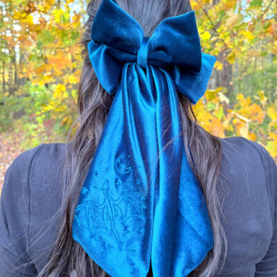 Celestial Dragon Velvet Hair Bow Clip