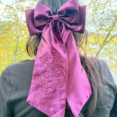 Rather Be Reading Satin Hair Bow Clip – Plum