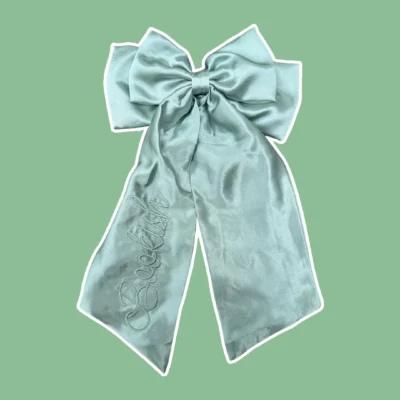 Bookish Satin Hair Bow Clip – Pale Eucalyptus