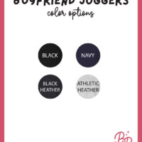 Color swatches of the boyfriend joggers