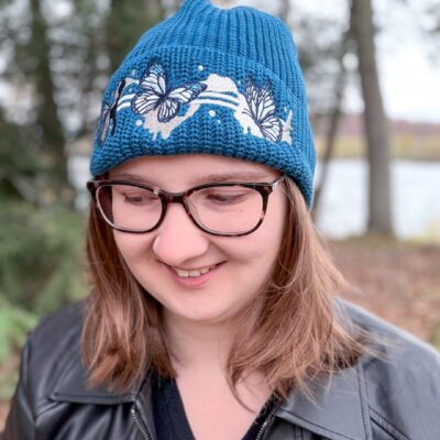 Sword & Butterflies Rib Knit Beanie